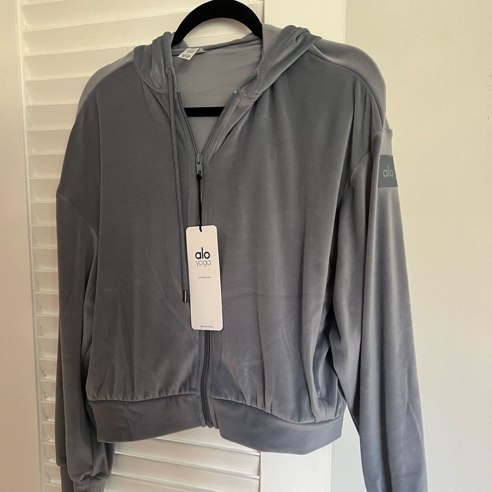 NWT Alo Yoga Velour Glimmer Full Zip Hoodie Size Small - Picture 10 of 12